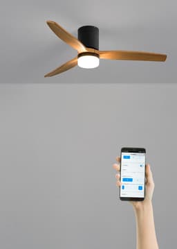Plafondventilator met verlichting 132 cm, stille DC motor, 6 snelheden, timer en zomer-winterfunctie voor slaapkamer — thumbnail 3