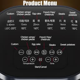 Airfryer Olievrij - Heteluchtfriteuse Gezond - Gezond Koken - Glazen Pan - 4.5L - Zwart — thumbnail 3