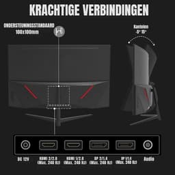 QORA® Gaming Monitor 240hz - Gaming Monitor - Zwart - 18cm x 71cm x 59cm — thumbnail 2