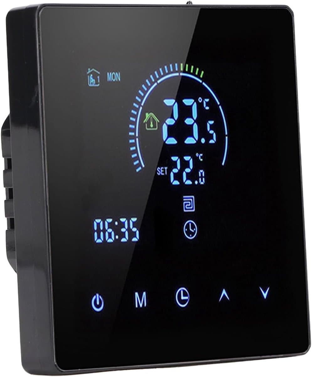 Slimme Thermostaat - Programmeerbaar Display - Vloerverwarming Regelen - Intelligent Plannen - 41x86x86 cm - Zwart — afbeelding 1