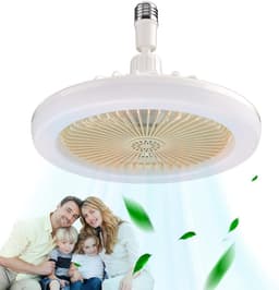 Plafondventilator met licht - Ventilatorlamp Kamer - Verbeterde Luchtcirculatie - Geruisloze Luchtstroom - 24.7 x 24.6 x 12.8 cm - Lichtgeel — thumbnail 5