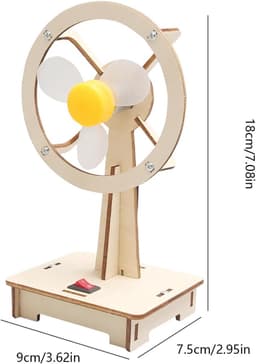 Houten Ventilator - Doe-het-zelf Kit - Natuurkunde Leren - Veilig Ontwerp - 9 x 7.5 x 18 cm - Houtkleur — thumbnail 5