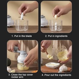 Handmatige Keukenmachine - Groentehakker - Snel Ingrediënten Snijden - Efficiënt Versnipperen - 250 ml - Wit — thumbnail 5