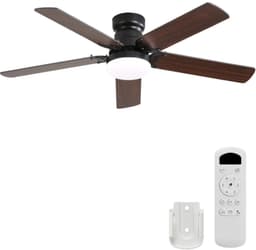 Flache Deckenventilator 106 cm met LED Verlichting en Afstandsbediening – DC Motor Stil 6 Snelheden Timer Lichtgeheugen Dimbaar 3000K–6000K Zwart — thumbnail 1