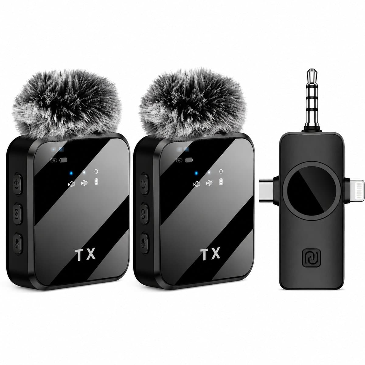 Draadloze Microfoon Pro-2 Stuks -Dasspeld- USB-C/Lightning -Lavalier - Windshields -Lange Batterij-Plug & Play — afbeelding 1