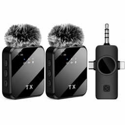 Draadloze Microfoon Pro-2 Stuks -Dasspeld- USB-C/Lightning -Lavalier - Windshields -Lange Batterij-Plug & Play — thumbnail 1