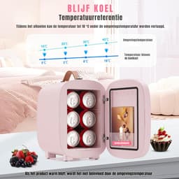 Lìon® Mini Koelkast - Minibar - 4L Capaciteit - Skincare Koelkast - Roze - 29cm x 21cm x 30cm — thumbnail 3
