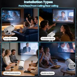 Beamer, 4K 1080P ondersteuning, met WiFi 6, Bluetooth 5.0, draagbare thuis- en buitenprojector, voor Android/iPhone/PC/Mac/Switch — thumbnail 4