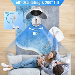 COOAU Statiefventilator - Zomerkoeling - Staande ventilator - Verkoeling woonkamer - Slaapkamer ventilator - Hittegolf oplossing - Verstelbare ventilator - Ventilator met afstandsbediening - Stille ventilator - Wit — thumbnail 2