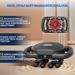 SnelShoppen - 12-delige Massage Gun met 9 Massage Modi en 9 Verstelbare Snelheden - Diepe Spierstimulatie Massageapparaat voor Lichaam, Benen, Armen, — thumbnail 2