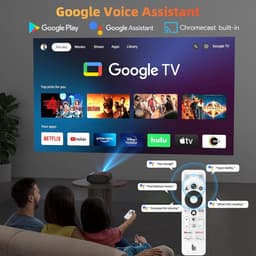 SnelShoppen - Bettdow 4K Beamer met Android 9.0 & Google TV, 1080P, Autofocus, Trapezoidal Correctie, Video Projector met Google Voice Assistant & Dol — thumbnail 2