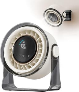 MERTTURM Oplaadbare USB Bureauventilator, Kleine Draagbare Stille Tafelventilator met 100 Snelheden, 360° Rotatie, Wandmontage, LED-display voor Slaapkamer, Thuis, Kantoor, Reizen (Wit) — thumbnail 1