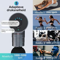 LNMsolutions® Massage Gun - Massage Apparaat - Massage Pistool - Grijs - 14cm x 5cm x 10cm — thumbnail 3
