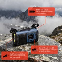 Lenco Noodradio - Noodradio Solar Opwindbaar - met DAB+/FM - 20.000 mAh Batterij - Blauw — thumbnail 4