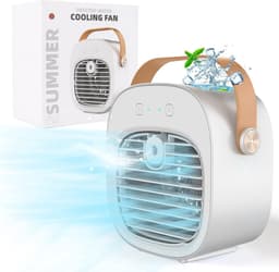 2-in-1 Mini Aircooler Draadloos – Luchtkoeler & Luchtbevochtiger met 4000 mAh Accu, USB Oplaadbaar, 3 Snelheden, Persoonlijke Koelventilator voor Bureau, Slaapkamer & Camping — thumbnail 1