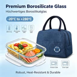 Omgoods - Glascontainer met Deksel - 1050 ml, Geschikt voor Magnetron en Vriezer — thumbnail 5