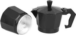 - 3 kopjes (3 kopjes), klassieke Italiaanse aluminium kookpan met handvat tegen bouillon, voor keuken, camping, kantoor, 150 ml (zwart) — thumbnail 3