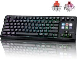 Mechanisch Toetsenbord met Shortcut keyboard van MMOBIEL - QWERTY Hot-Swappable RGB Keyboard met 6 Programmeerbare LCD Macrotoetsen & 3 Draaiknoppen voor Streamen, Videobewerking