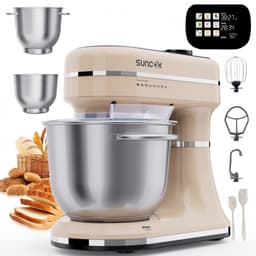 SUNCOK Keukenmixer, met twee roestvrijstalen mengkommen: 4,5 l en 5,5 l. Krachtige motor van 1500 W, geluidsniveau 59 dB. Blender, geschikt voor bakken en deeg kneden. — thumbnail 1