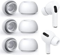3 paar oordopjes geschikt voor Apple AirPods Pro - Siliconen oordopjes - Ear tips - Vervangende dopjes - In-ear dopjes - Medium - Wit - 3 paar met gaasje - Jonyx — thumbnail 1