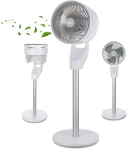 Zilan Air Circulator Statiefventilator – 25 cm – 60 Watt – Afstandsbediening – Timer 1-7 uur – 3 Snelheden – 55° Oscillatie – 90° Kantelbaar – Wit — thumbnail 1