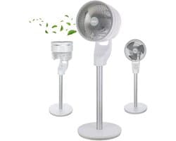 Zilan Air Circulator Statiefventilator – 25 cm – 60 Watt – Afstandsbediening – Timer 1-7 uur – 3 Snelheden – 55° Oscillatie – 90° Kantelbaar – Wit