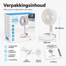 3-1 Pro Ventilator Staand - Tafelventilator - Vloerventilator USB-C - 8 Standen - Afstandsbediening - Draadloos en Geluidloos Fluisterstil - Fans - Staande Mini Ventilator - Kleine Statiefventilator - Aircooler - Mobiele Airco - Wit - Silvergear — thumbnail 5