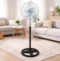 Ventilator Staand – Statiefventilator – Vloerventilator – 125 CM - 90° Oscillatie – 5 Ventilatorbladen – Stille Werking – Verzwaarde Voet - Staande Ventilator — thumbnail 2