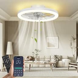 Thuys - Plafondventilator met LED Verlichting - 48W - Dimbaar - Afstandsbediening & Bluetooth App - 6 Snelheden - Zomer/Winterfunctie - Wit — thumbnail 1