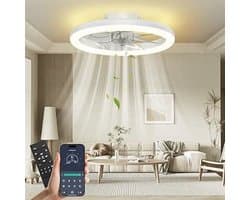 Thuys - Plafondventilator met LED Verlichting - 48W - Dimbaar - Afstandsbediening & Bluetooth App - 6 Snelheden - Zomer/Winterfunctie - Wit — afbeelding 1