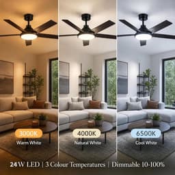 Stille plafondventilator met ledverlichting – 132 cm – 5 omkeerbare bladen – dimbare ledlamp van 24 W – 6 snelheden – zomer-/wintermodus – timer, geheugen, afstandsbediening – ideaal voor de woonkamer en slaapkamer – walnoothout — thumbnail 5