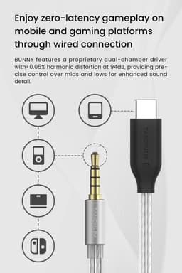TANCHJIM Bunny - In-Ear Monitors - IEM - 10 mm Dynamische Driver - Gaming Oordoppen - Verwisselbare 2-Pins Kabel - Microfoon - 3.5 mm — thumbnail 2