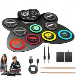 Elektrisch Drumstel - Digitaal Drumstel - Muziek Speelgoed - Kinder Drumstel - met 9 Drumpads - Inclusief Drumsticks & Voetpedalen & Speaker - Oplaadbaar - 3,5mm - Voor Kinderen en Volwassenen - Beginners — thumbnail 1