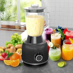 Thuys - Foodprocessor & Blender 1500W – 2,5 L Foodprocessor + 2 L Glazen Blender – 20.000 RPM – 2 Snelheden & Pulse – Zwart — thumbnail 2