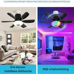 QTTVBTNA -Socket Ventilator Lamp - Plafondventilator Met Licht - E27 Socket Fan - Onafhankelijke Bediening - Bluetooth Muziekstreaming - Duurzaam ABS Kunststof - RGB Sfeerverlichting - Energiezuinige Koeling - 1 Stuk — thumbnail 2