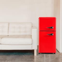 Koelkast met vriesvak - Vriescombinatie Dubbeldeurs - Voedsel bewaren - Dubbele zone isolatie - 60 Liter - Rood — thumbnail 1