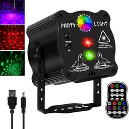 LED-laserprojector - Discolamp - Met lichteffecten - 60 patronen - Sfeerverlichting voor het podium - Oplaadbare laserlamp - Geschikt voor binnen- en buitengebruik - USB-voeding - Zwart — thumbnail 1
