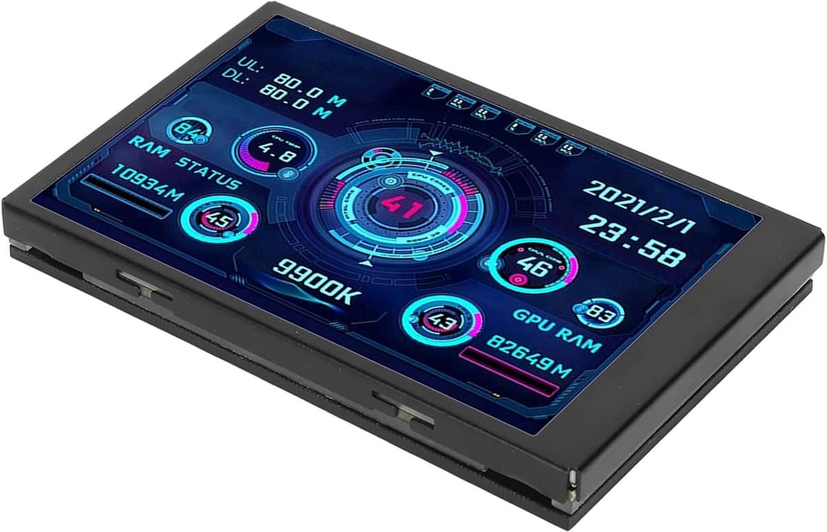 3.5" PC Temperature Display, Computer Real-time Data Monitor, Pc CPU RAM HDD Data Monitor, IPS USB Full-view Mini - ShopVlot — afbeelding 1