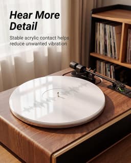 Acryl Platenspeler Mat - 3 mm & Label Uitsparing - 300 mm - Antistatisch - Geschikt voor 12 Inch LP & Vinyl Platenspelers - Wit — thumbnail 2