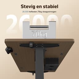 Devoko Elektrisch Zit-Sta Bureau 160x80 cm – 18 mm Dik Tafelblad – 3 Geheugenstanden – USB en Zit-alarm – Kabelmanagement – Zwart frame met walnootkleurig blad — thumbnail 5
