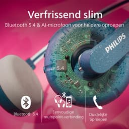PHILIPS TAH2000TL/00 Draadloze on-ear koptelefoon - multipoint aansluiting - Retro Look - Light Weight - Teal Blauw — thumbnail 8