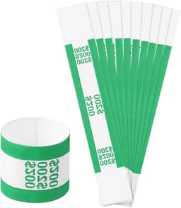 Allecto plus - Pack van 200 zelfklevende geldbandbundels voor bankbiljetten, groen, 18 x 4 cm — thumbnail 1