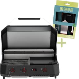 Cozze® G-800 Combo Plancha BBQ Grill - 3 Gasbranders - Gasbakplaat & BBQ voor Buiten Koken - 30 mbar - Inclusief Gratis BBQ Set - Outdoor Cooking Station — thumbnail 1