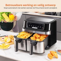 ApexArte® Dubbele Airfryer XXXL - Duo Heteluchtfriteuse - Geschikt voor Accessoires - Zwart — thumbnail 4