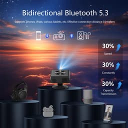 Fubzz 4K Projector - Draagbare Smart Beamer Met Android 12.0 - Wifi6 & Bluetooth 5.3 - 800ANSI Helderheid - Auto Focus - 360° Draaibare Thuisbioscoop — thumbnail 5