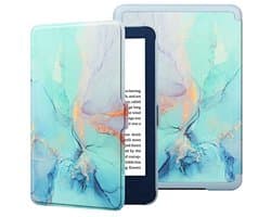 Ultra Slim PU Leather Folio Case voor Kindle 6 inch 11e generatie 2022 – Marmer Blue