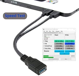 USB 3.0 Vrouwelijk naar Dubbele USB Mannelijke Y-Kabel voor Extra Stroom en Data — thumbnail 2