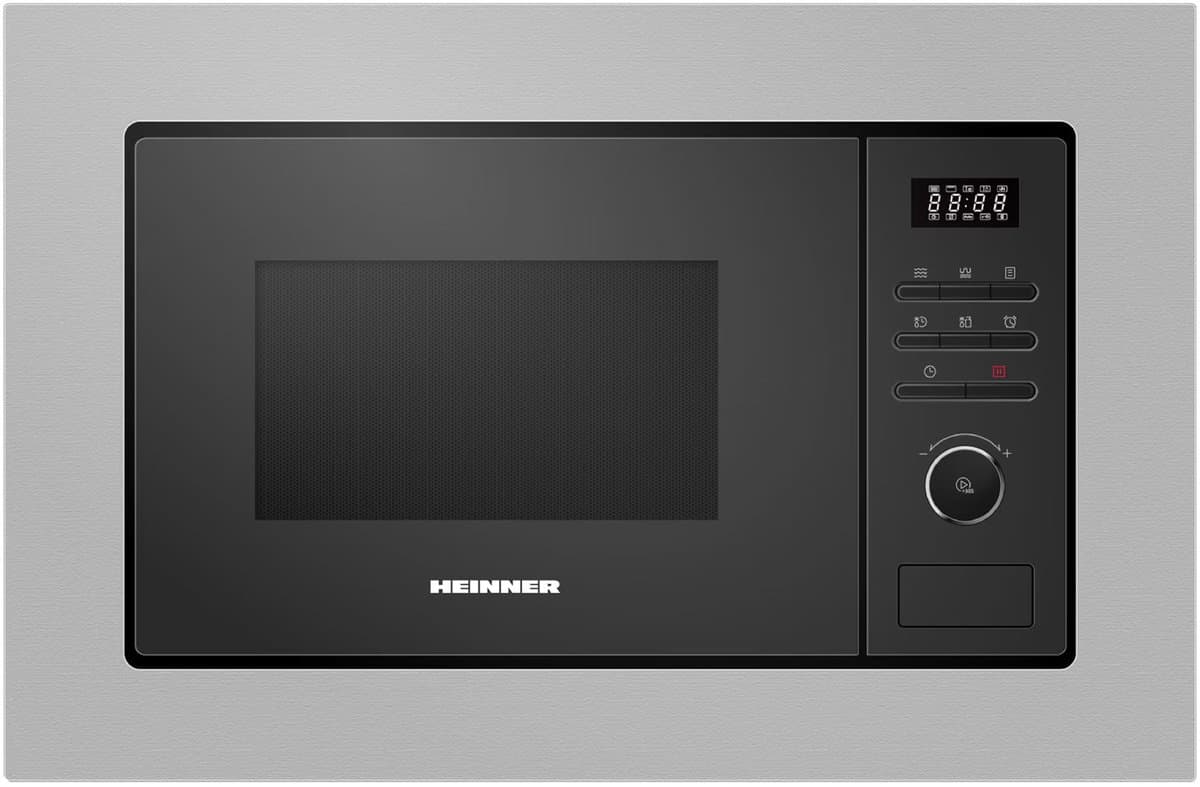 Heinner Inbouw Magnetron 20L – 800W – 1000W Grill – 5 Vermogensstanden – LED Display – Timer – Zilver/Zwart — afbeelding 1