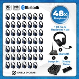 48 set Silent Disco Pro Box Bluetooth | 48 HiFi Headsets FD-Pro, Oplaadbare zender T80-Pro Bluetooth, oplaadstation | DOLLY DIGITAL© — thumbnail 1