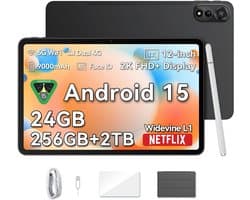 Blackview MEGA 2 Android 15 Tablet - 4G LTE+WiFi - 12 Inch - 24GB+256GB - Widevine L1 - 9000mAh - Grijs